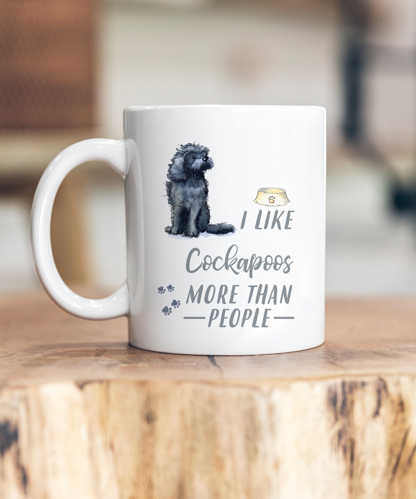 I Like Dogs More Than People Cockapoo Black Ceramic Mug