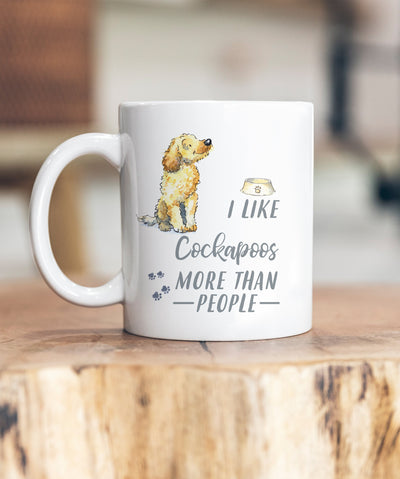 I Like Dogs More Than People Cockapoo Blonde Ceramic Mug