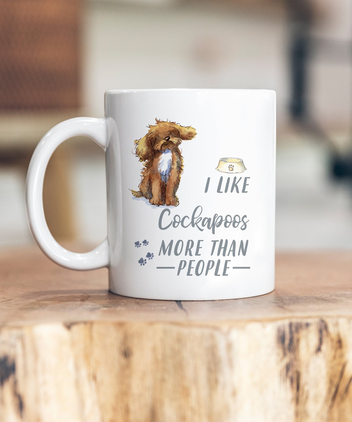 I Like Dogs More Than People Cockapoo Brown & White Ceramic Mug