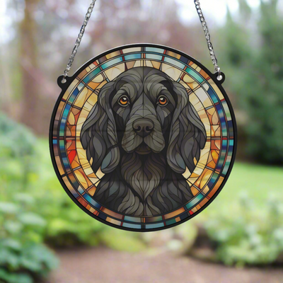 Cocker Spaniel Black Stained Glass Effect Suncatcher