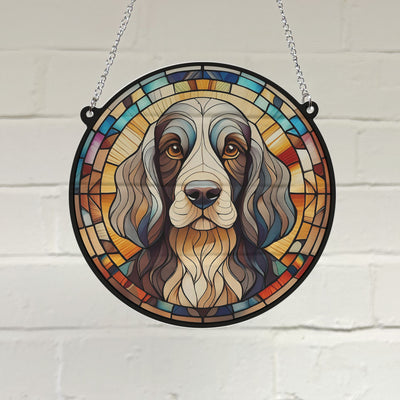 Cocker Spaniel Black & White Stained Glass Effect Suncatcher