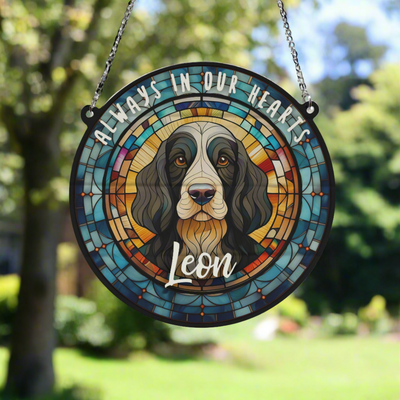 Cocker Spaniel Black & White Memorial Stained Glass Effect Suncatcher