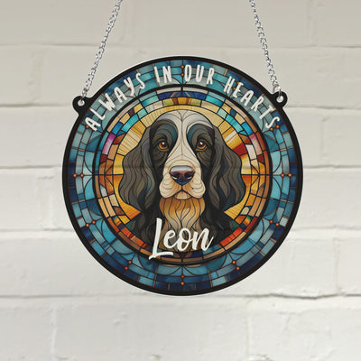 Cocker Spaniel Black & White Memorial Stained Glass Effect Suncatcher