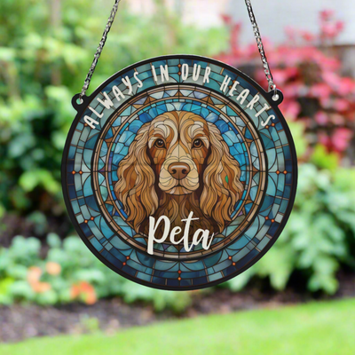 Cocker Spaniel Chocolate Memorial Stained Glass Effect Suncatcher