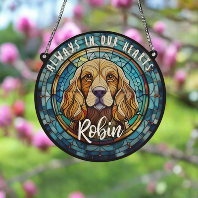 Cocker Spaniel Golden Memorial Stained Glass Effect Suncatcher