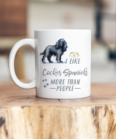 I Like Dogs More Than People Cocker Spaniel Black Ceramic Mug