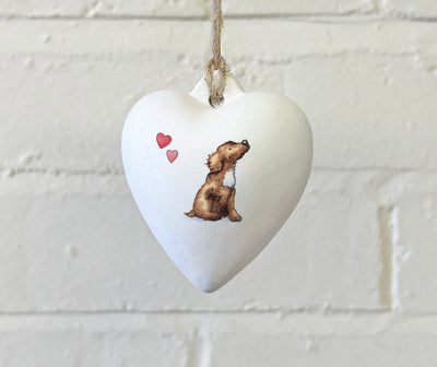 Cocker (Working) Chocolate Ceramic Heart Bauble