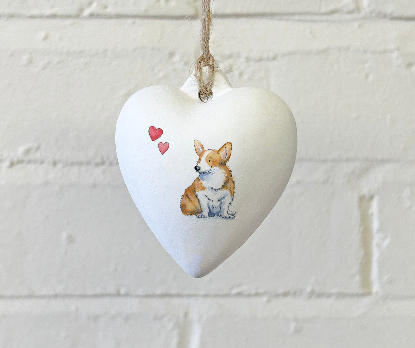 Corgi Ceramic Heart Bauble