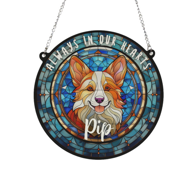 Corgi Memorial Stained Glass Effect Suncatcher