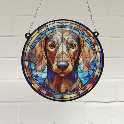 Dachshund Dapple Stained Glass Effect Suncatcher