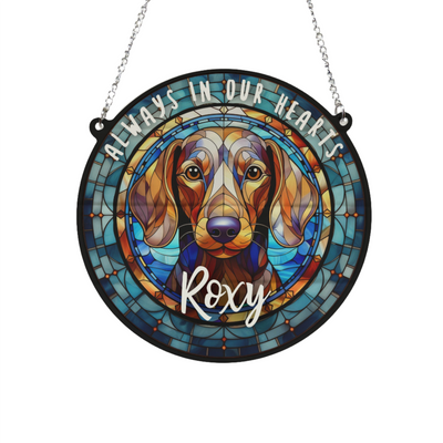 Dachshund Dapple Memorial Stained Glass Effect Suncatcher