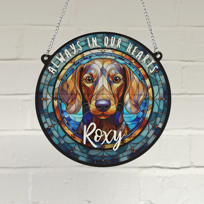 Dachshund Dapple Memorial Stained Glass Effect Suncatcher