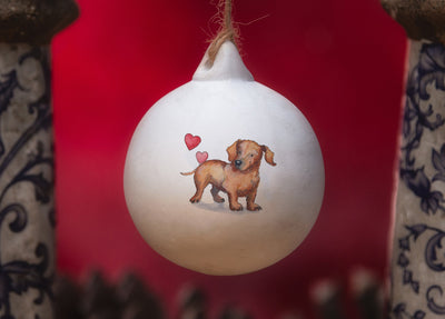 Dachshund Red Ceramic Round Bauble