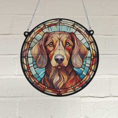 Dachshund Red Stained Glass Effect Suncatcher