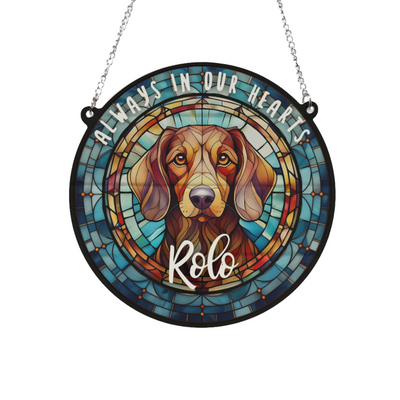 Dachshund Red Memorial Stained Glass Effect Suncatcher