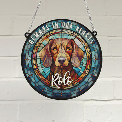 Dachshund Red Memorial Stained Glass Effect Suncatcher