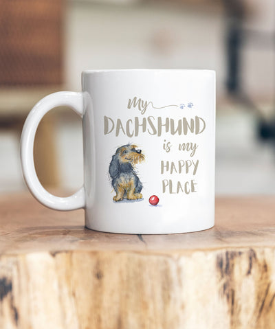 My Happy Place Dachshund Wirehaired Ceramic Mug