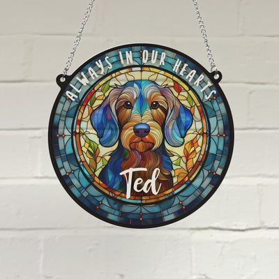 Dachshund Wirehaired Memorial Stained Glass Effect Suncatcher