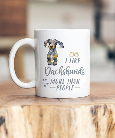 I Like Dogs More Than People Dachshund Dapple Ceramic Mug