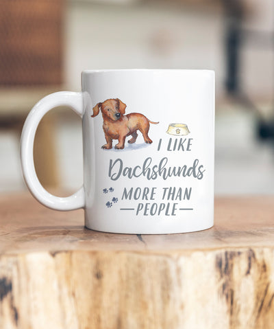 I Like Dogs More Than People Dachshund Red Ceramic Mug