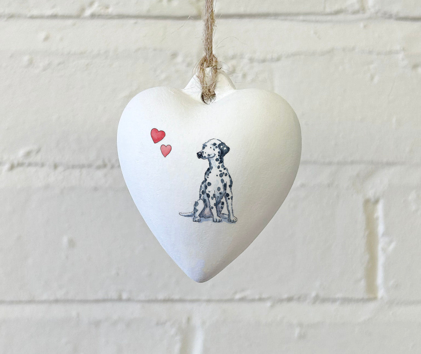 Dalmatian Ceramic Heart Bauble