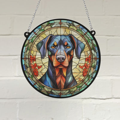 Doberman Stained Glass Effect Suncatcher