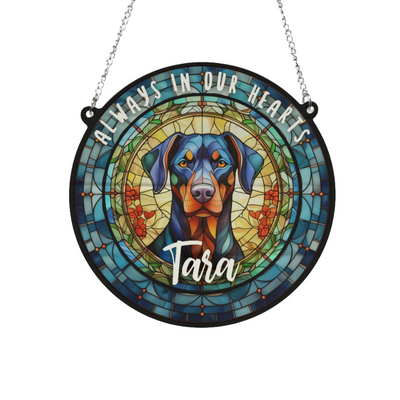 Doberman Memorial Stained Glass Effect Suncatcher