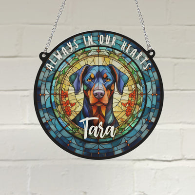 Doberman Memorial Stained Glass Effect Suncatcher