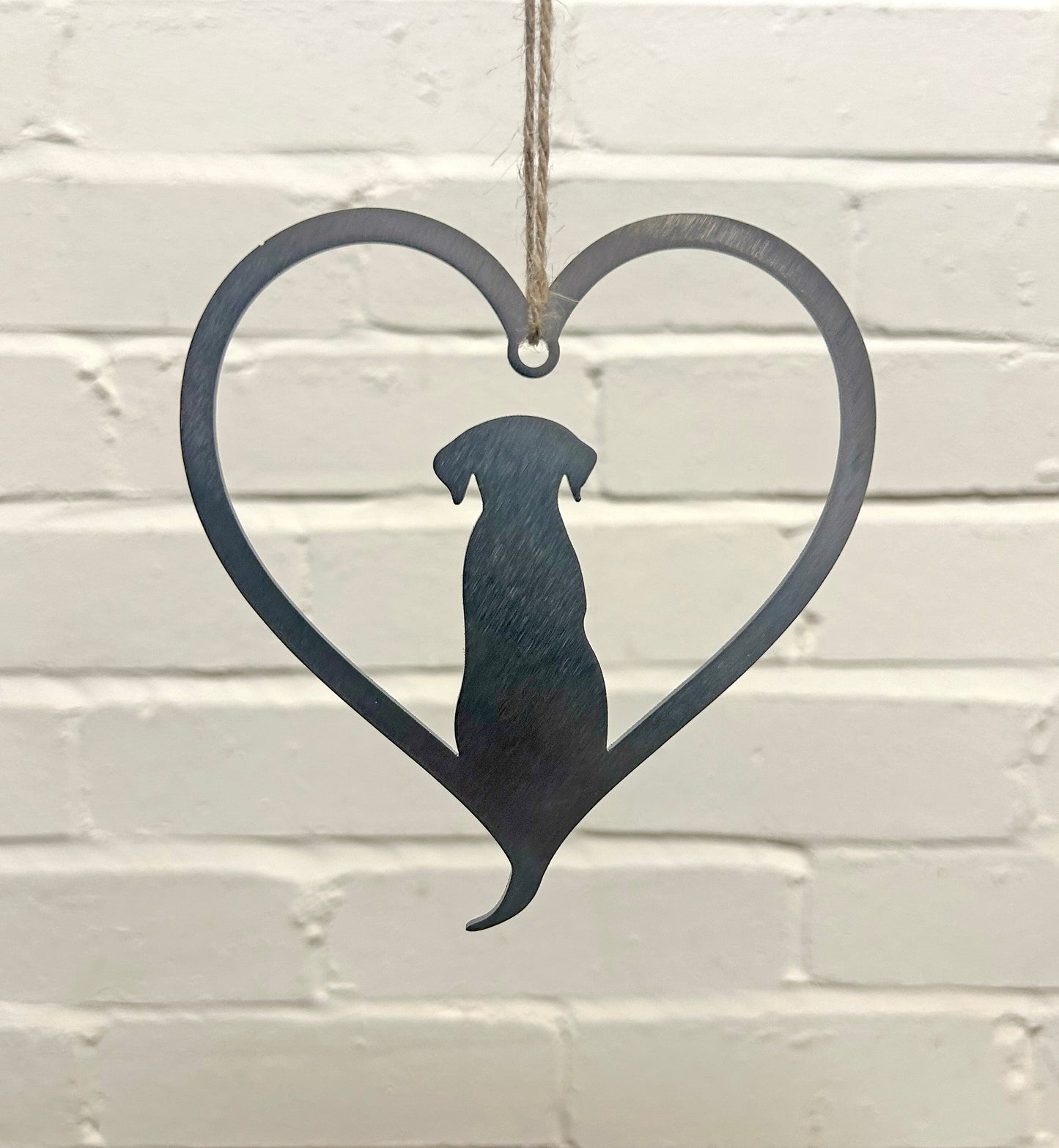 Dog Silhouette Steel Heart