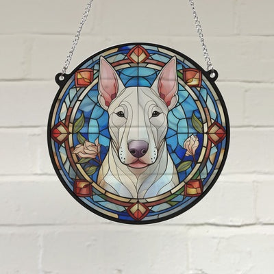 English Bull Terrier Stained Glass Effect Suncatcher