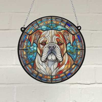 Bulldog Stained Glass Effect Suncatcher