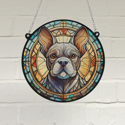 French Bulldog Grey Stained Glass Effect Suncatcher