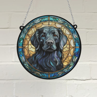 Flat Coated Retriever Stained Glass Effect Suncatcher