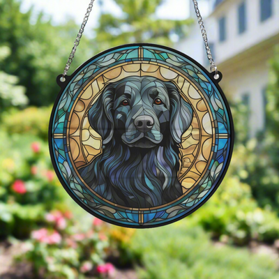 Flat Coated Retriever Stained Glass Effect Suncatcher