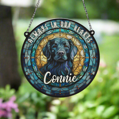 Flat Coated Retriever Memorial Stained Glass Effect Suncatcher