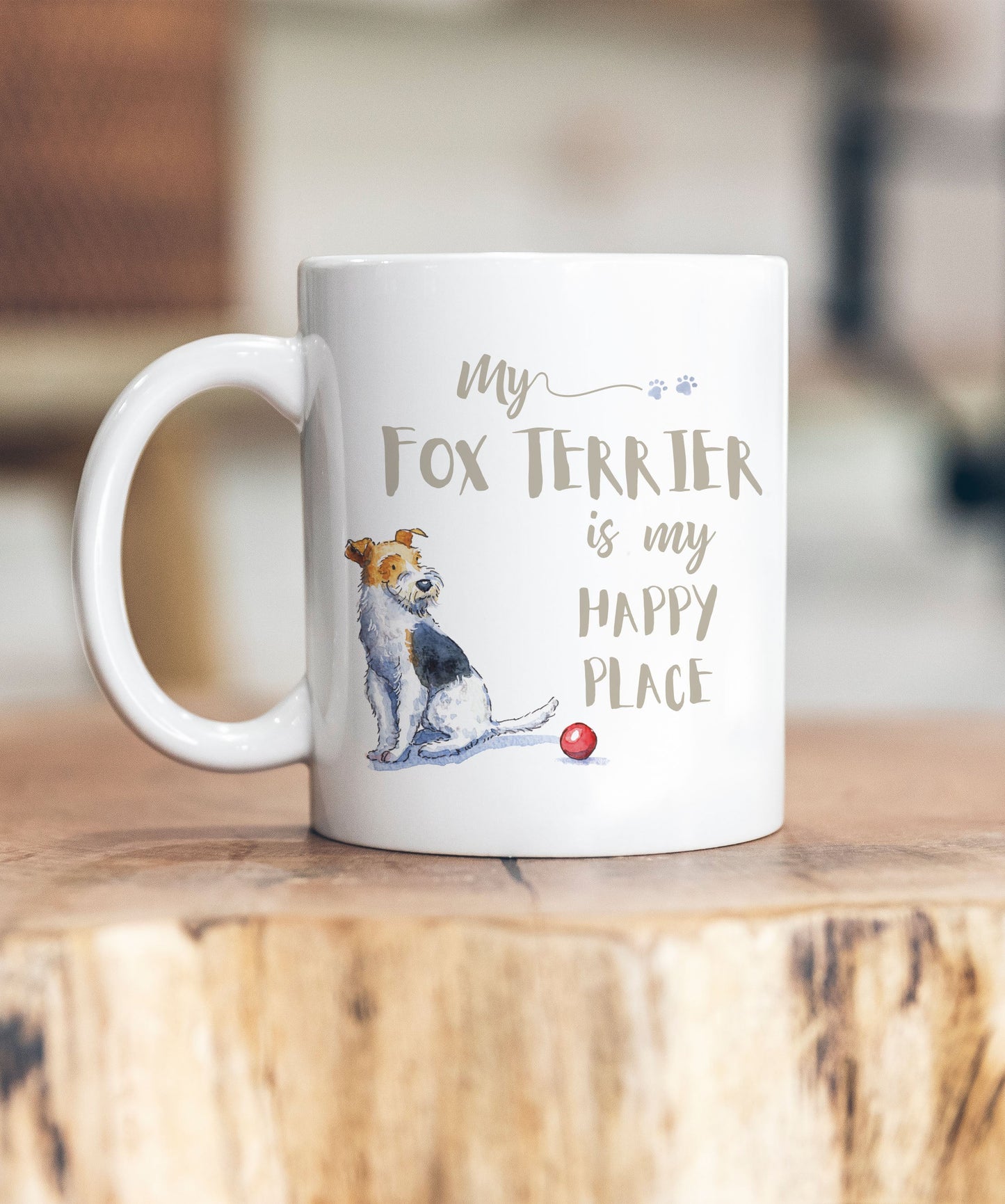 My Happy Place Fox Terrier Ceramic Mug