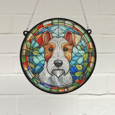 Fox Terrier Stained Glass Effect Suncatcher