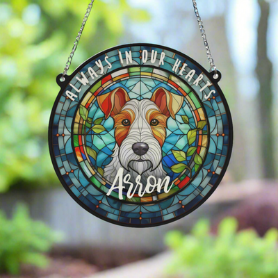 Fox Terrier Memorial Stained Glass Effect Suncatcher