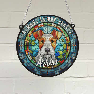 Fox Terrier Memorial Stained Glass Effect Suncatcher