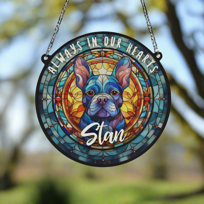 French Bulldog Memorial Stained Glass Effect Suncatcher