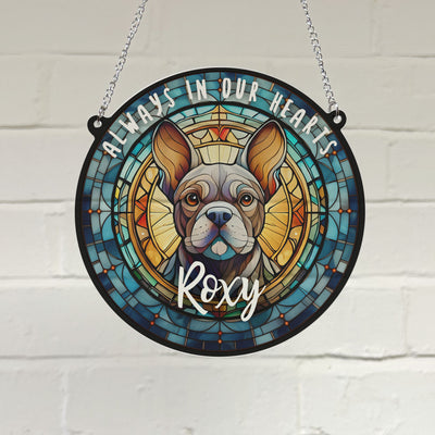 French Bulldog Grey Memorial Stained Glass Effect Suncatcher