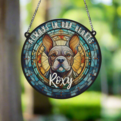 French Bulldog Grey Memorial Stained Glass Effect Suncatcher