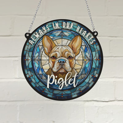 French Bulldog Tan Memorial Stained Glass Effect Suncatcher