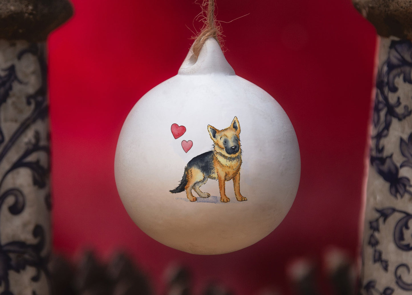 German Shepherd Ceramic Round Bauble