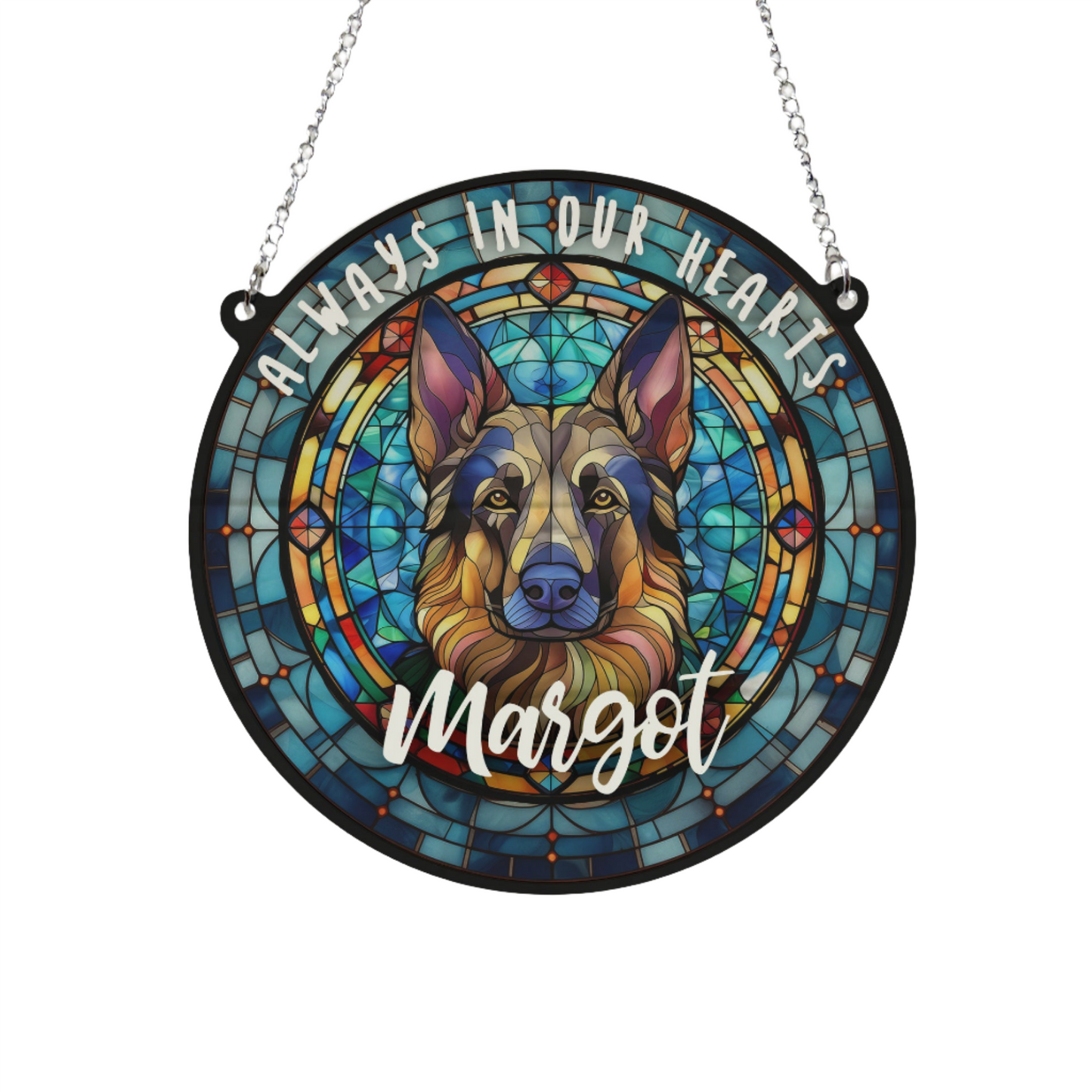 German Shepherd Memorial Stained Glass Effect Suncatcher