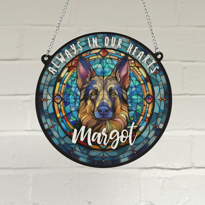 German Shepherd Memorial Stained Glass Effect Suncatcher