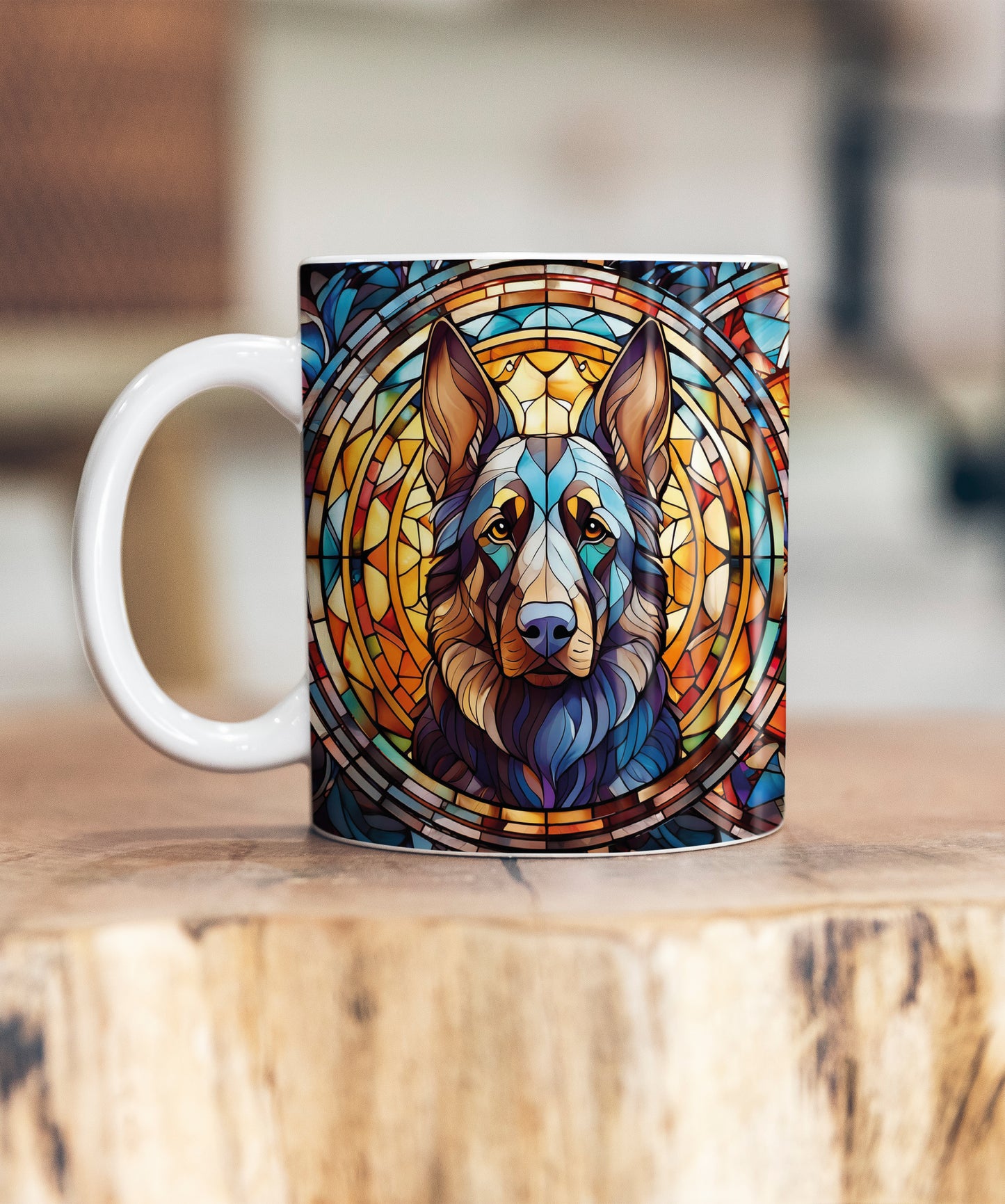 German Shepherd Black Suncatcher Artwork Ceramic Mug