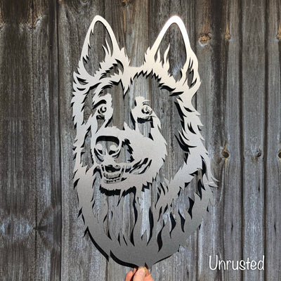 German Shepherd Dog - Alsatian - Rustic Rusted Pet Garden Sculpture - Solid Steel