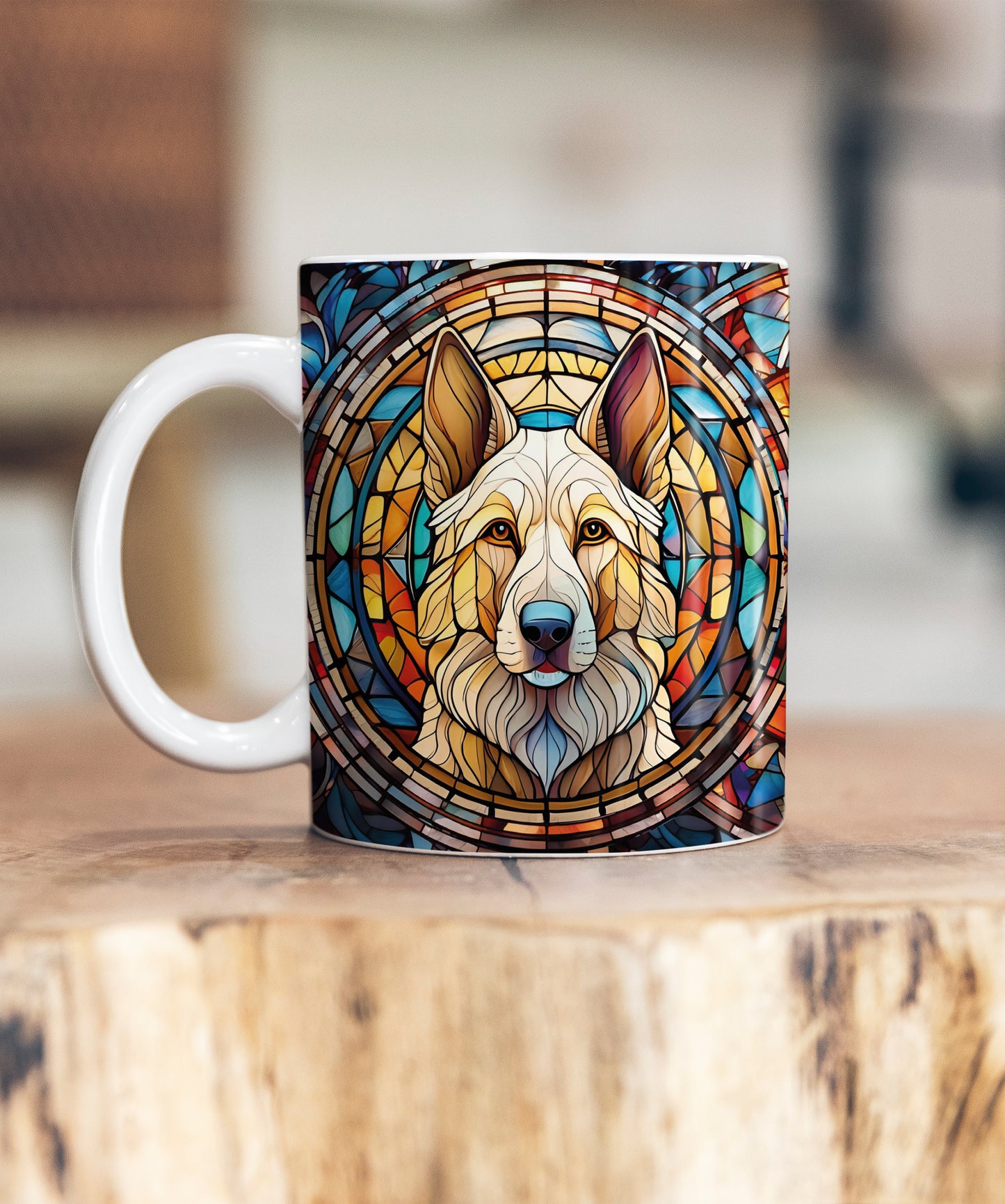 German Shepherd White Suncatcher Artwork Ceramic Mug