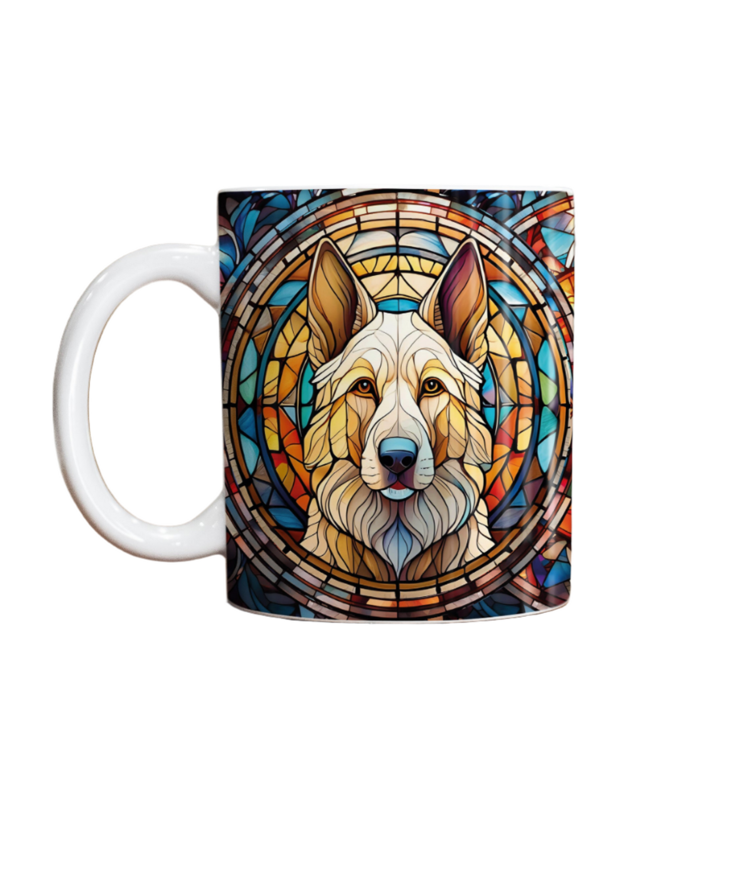 German Shepherd White Suncatcher Artwork Ceramic Mug